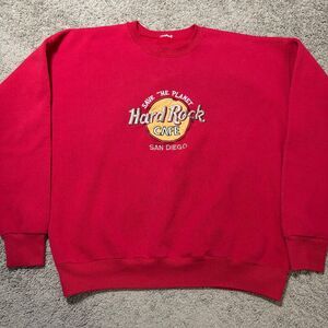 Vintage Hard Rock Cafe San Diego Red Embroidered Crewneck Sweatshirt Mens M/L